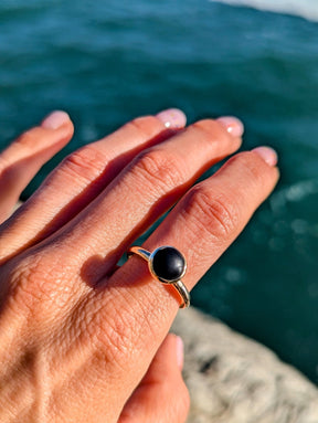 Pirate Black Sea Glass Gold Ring – Allure CollectionRingsBooblinka Jewellery