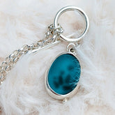 Reversible Deep Teal Silver Sea Glass Necklace - ALLURE CollectionNecklacesBooblinka Jewellery