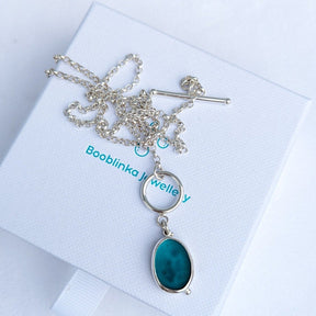 Reversible Deep Teal Silver Sea Glass Necklace - ALLURE CollectionNecklacesBooblinka Jewellery