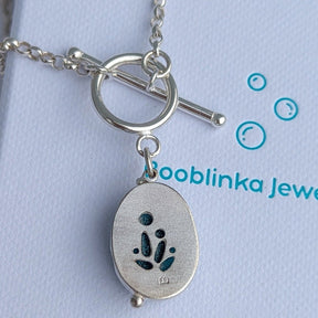 Reversible Deep Teal Silver Sea Glass Necklace - ALLURE CollectionNecklacesBooblinka Jewellery