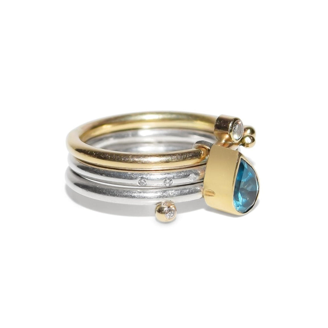 Selene Swiss Blue Topaz and Moissanite Ring - Ocean CollectionRingsBooblinka Jewellery