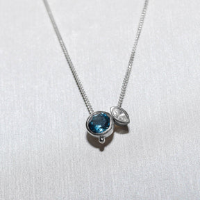 Silver Necklace with London Blue Topaz & White Zircon - Ocean CollectionNecklacesBooblinka Jewellery