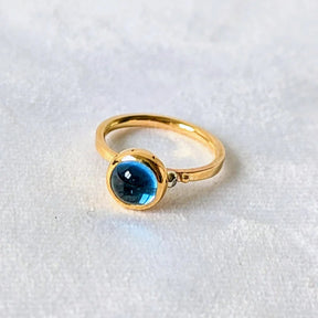 Swiss Blue Topaz & Diamond Gold Engagement Ring