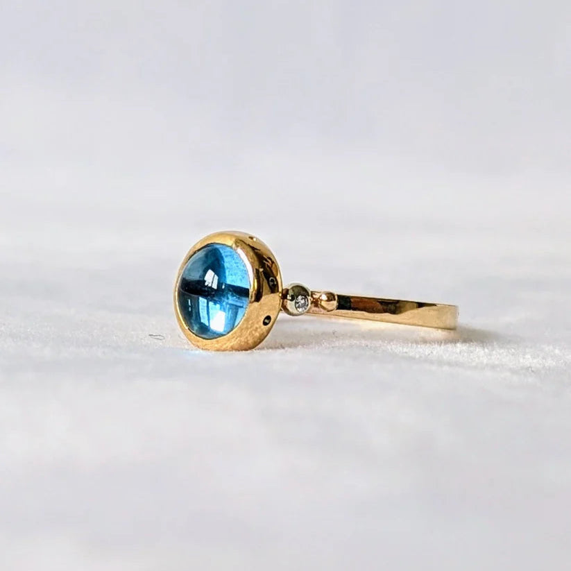 Swiss Blue Topaz & Diamond Gold Engagement Ring