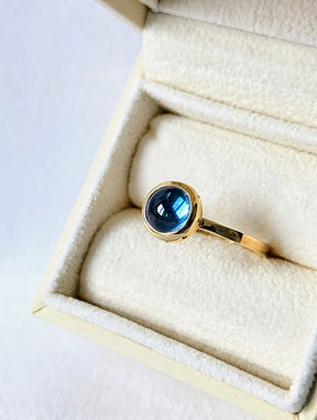 Swiss Blue Topaz & Diamond Gold Engagement Ring