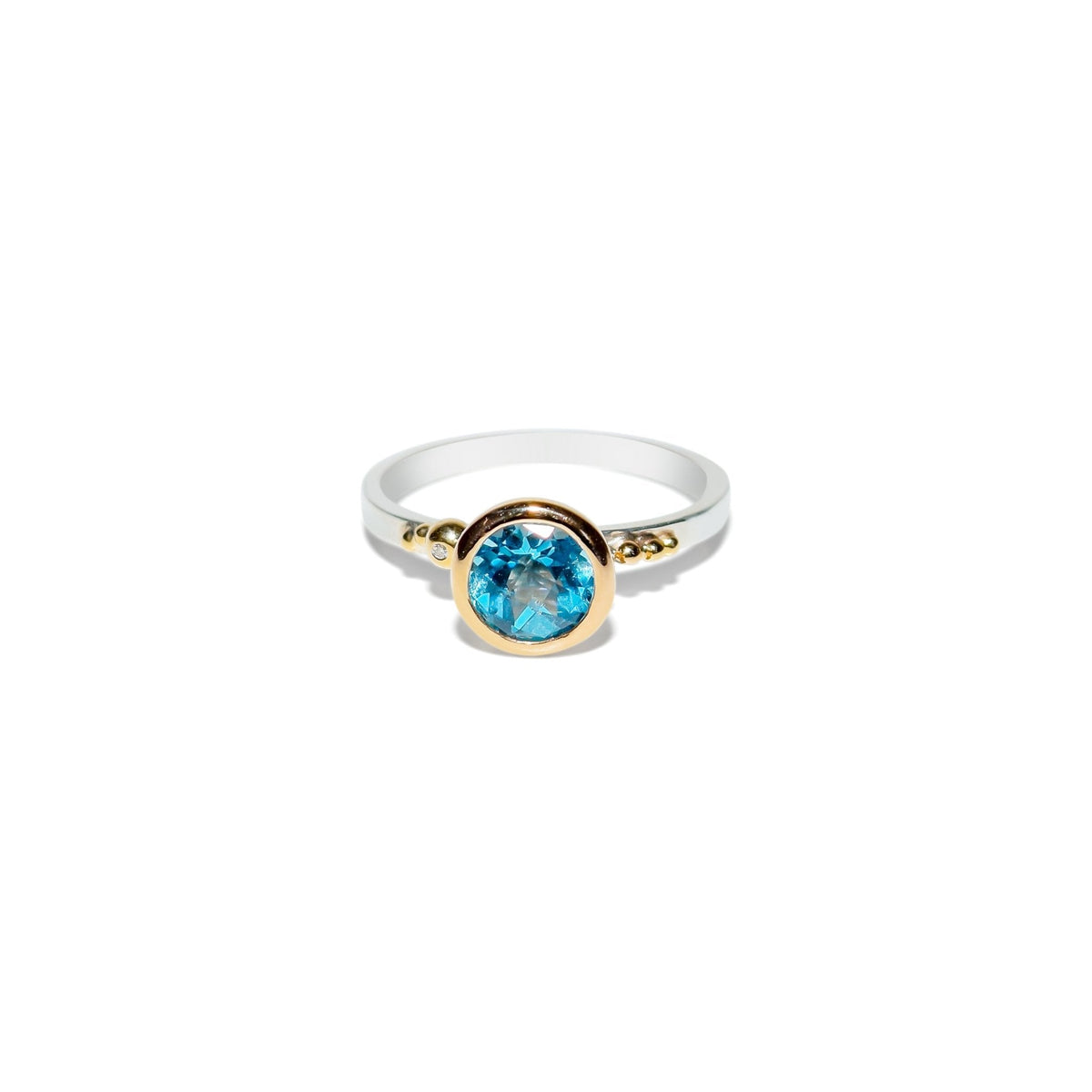 Swiss Blue Topaz Engagement Ring with Moissanite - Ocean CollectionRingsBooblinka Jewellery