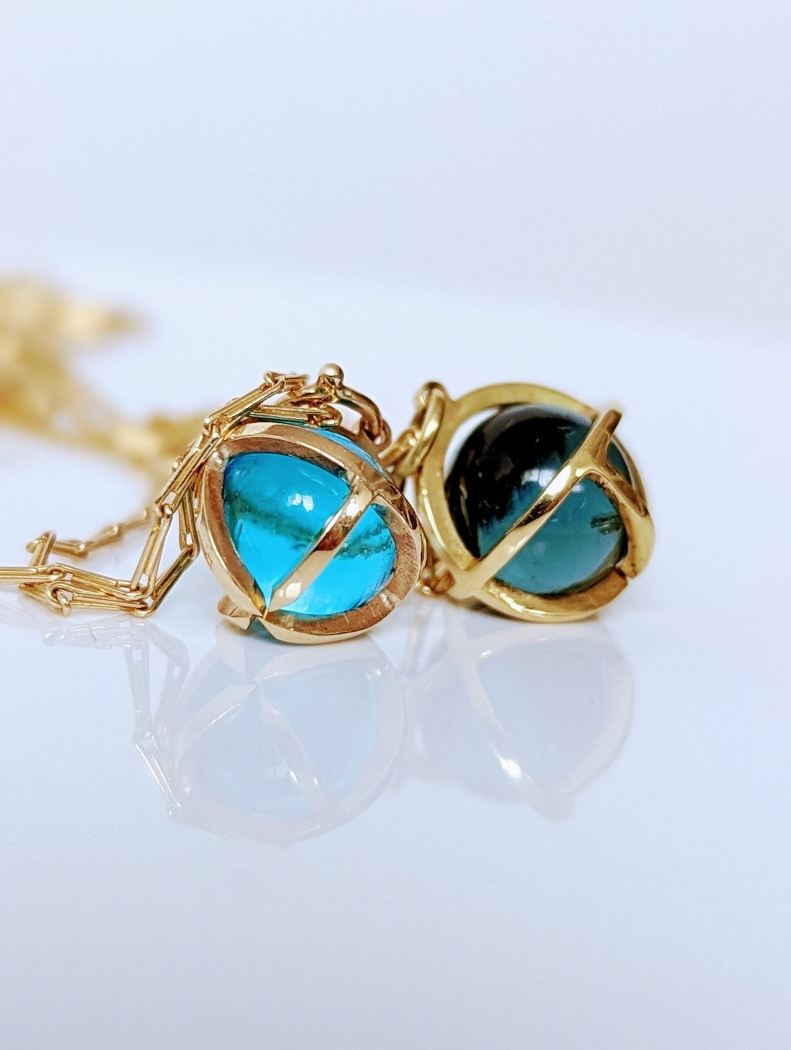 Drop of The Ocean - 9 carat Gold Necklace with Swiss Blue Topaz SphereNecklacesBooblinka Jewellery