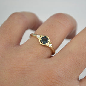 Adaya - Blue Green Sapphire Engagement Ring - Boutee