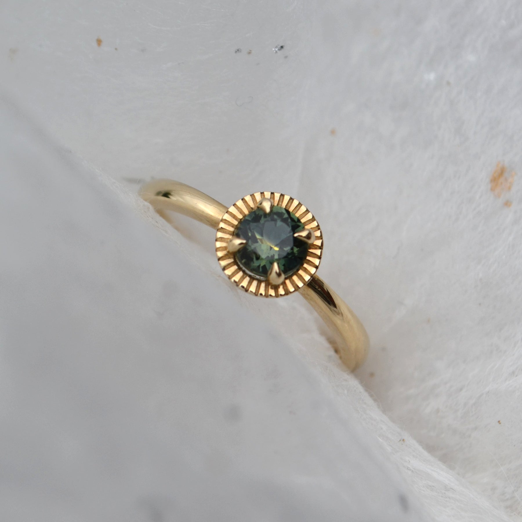 Luz - Blue Green Sapphire Engagement Ring - Boutee