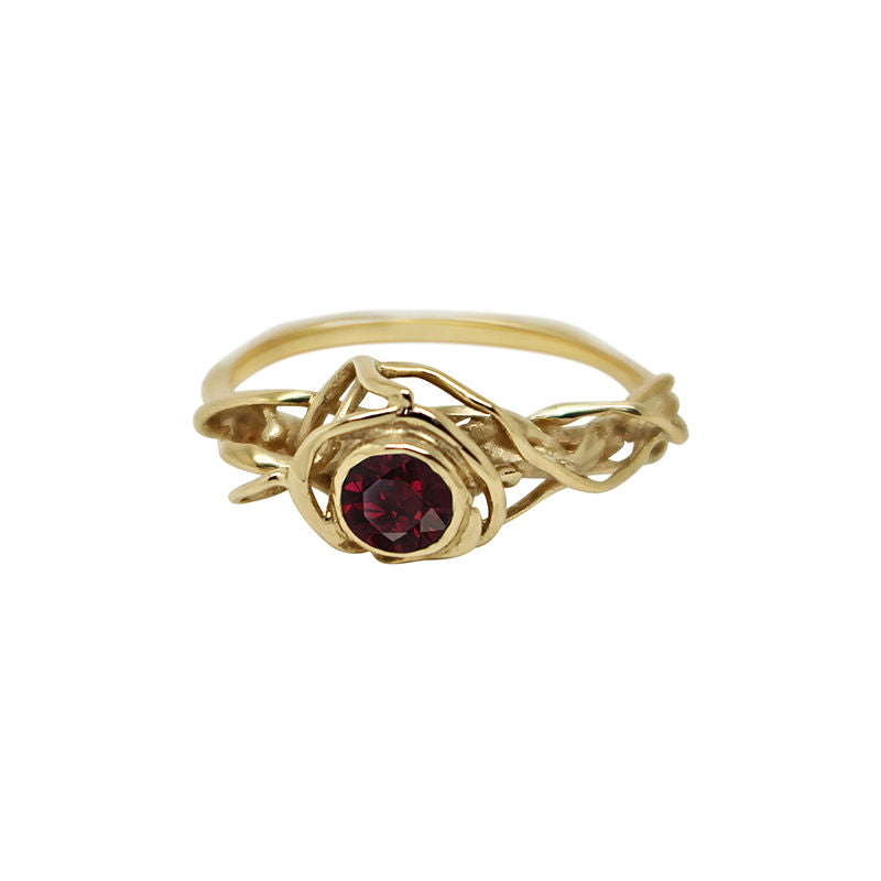 Recycled 9ct Yellow Gold & Garnet Sacred Root Ring - Boutee