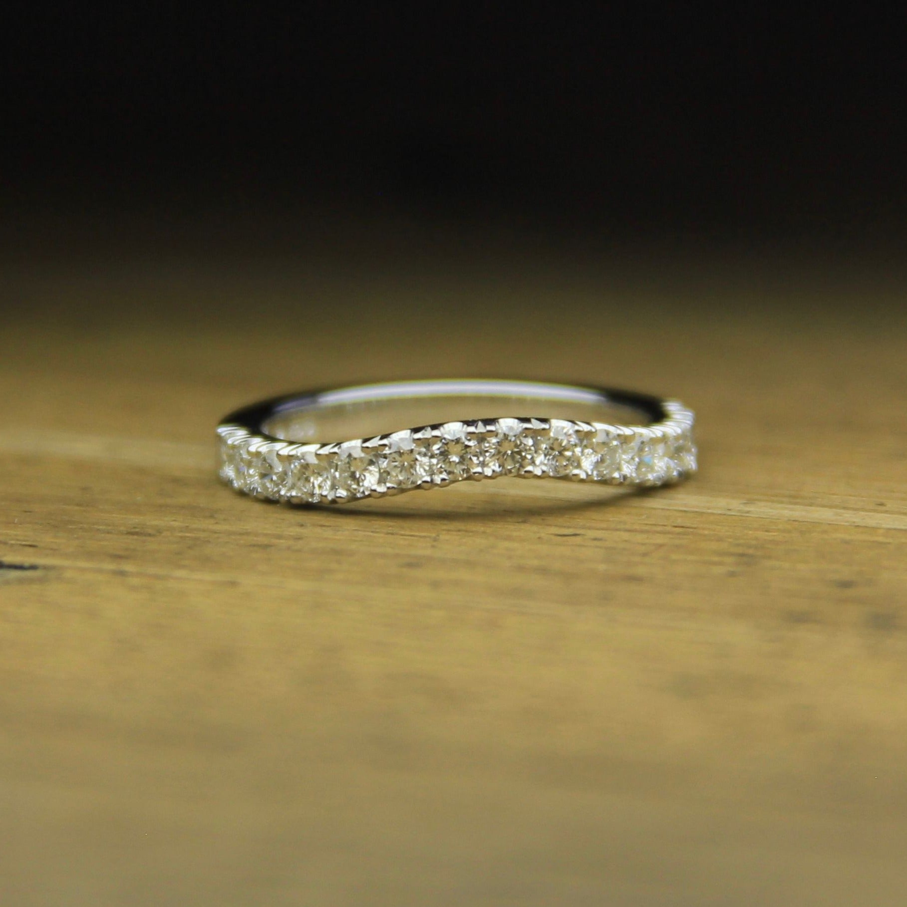 18ct White Gold Diamond Set Wave Band