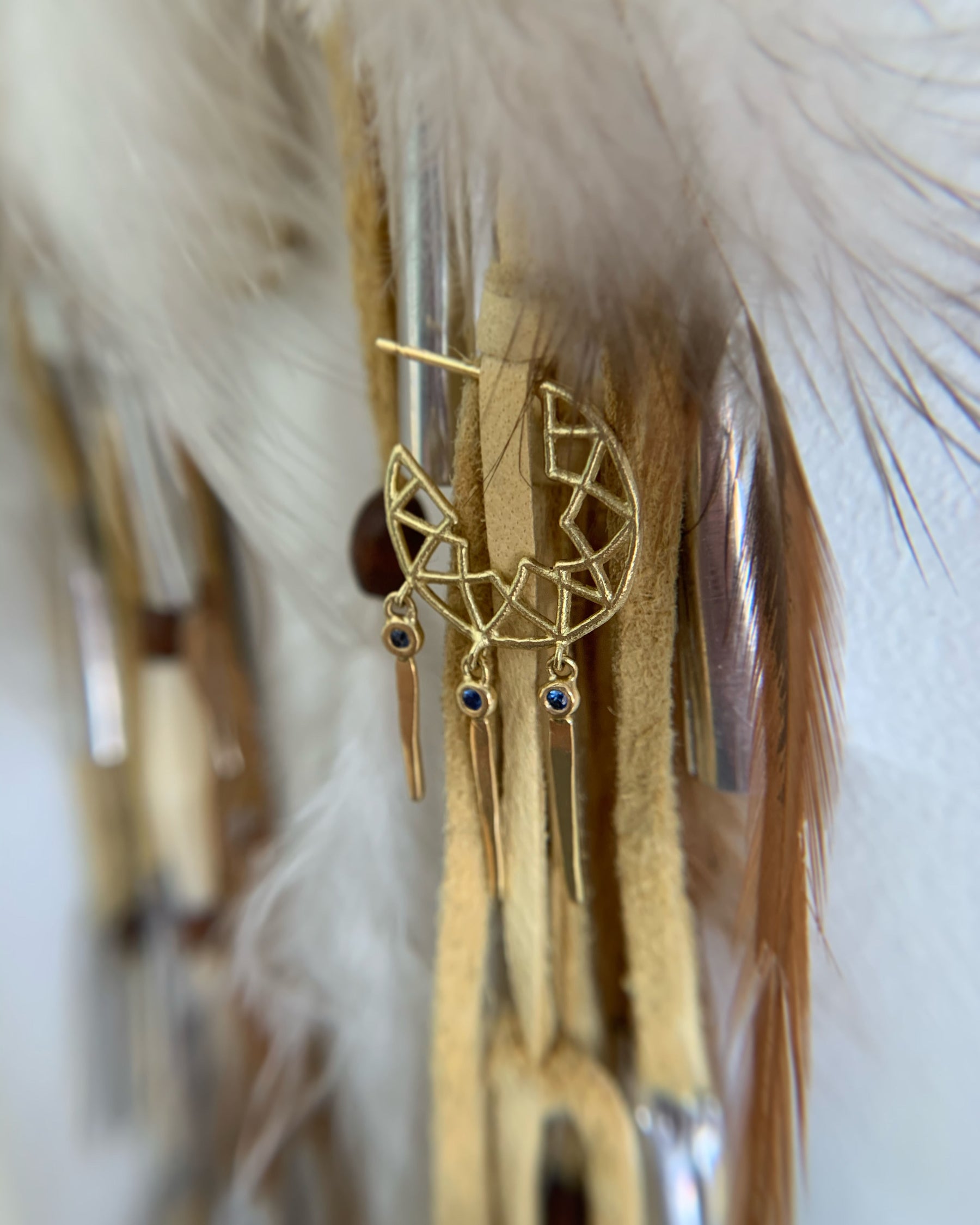 Dreamcatcher Sapphire Tassel Hoops - Boutee