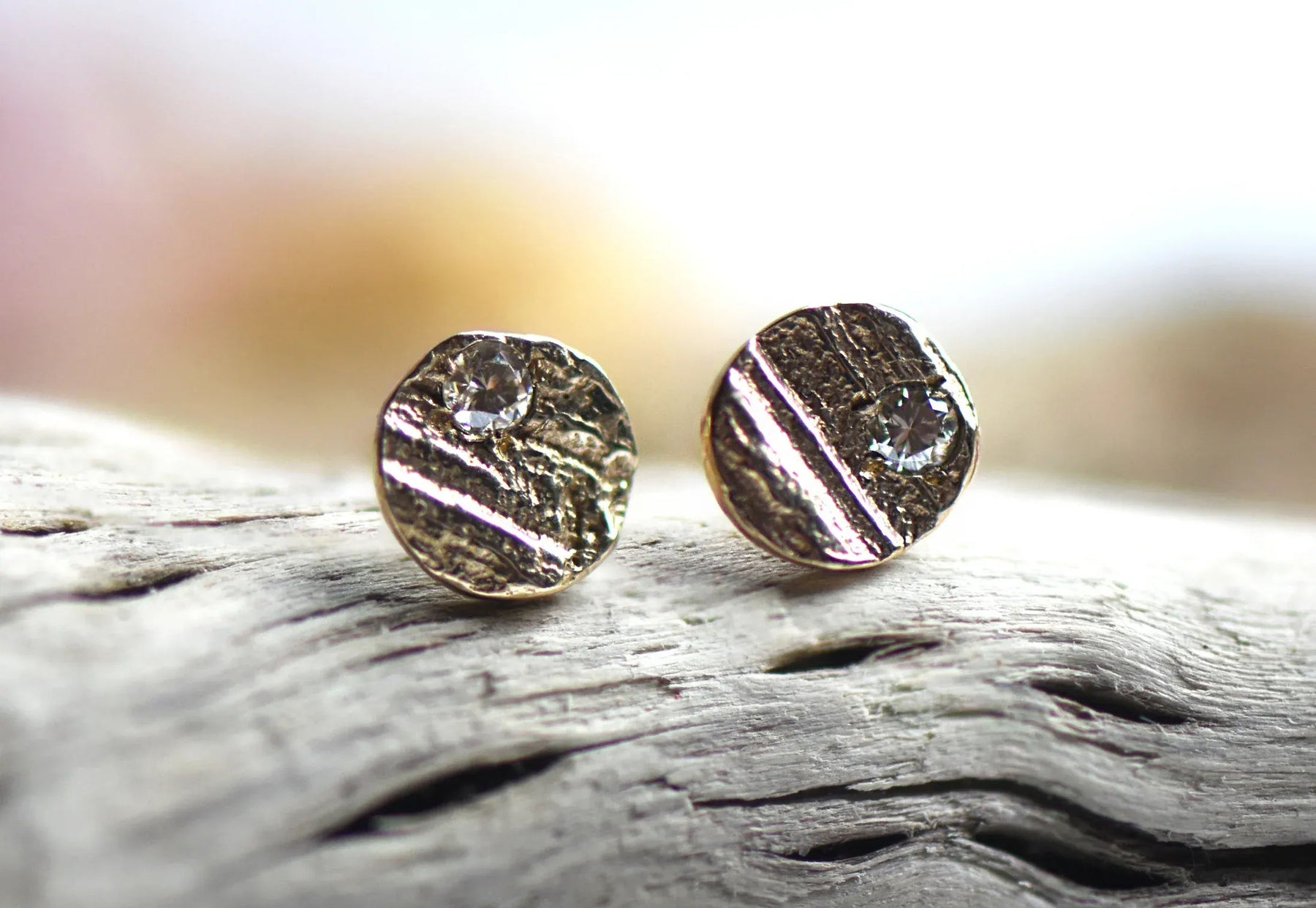 9ct Gold English Oak Diamond Studs - Boutee