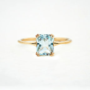 Clear Water Ring, Emerald Cut Aquamarine - Boutee