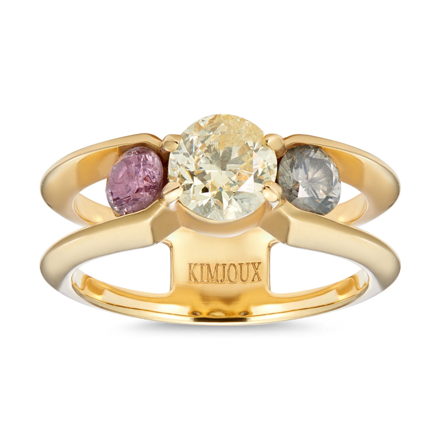 Iris Ring with Trio of Coloured Diamonds - Boutee